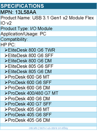 HP 13L58AA USB 3.1 Gen1 x2 Module Flex IO v2 - For PC, Desktop