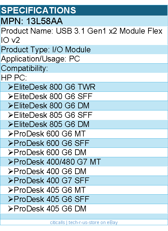 HP 13L58AA USB 3.1 Gen1 x2 Module Flex IO v2 - For PC, Desktop