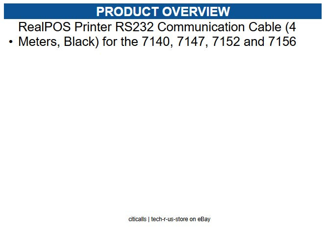 NCR 1416-C879-0040 Printer RS232 Comm Cable, 4 Meters, Black