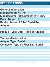 HP 141K8AA Z2 2nd Serial Port Adapter - Data Transfer Adapter