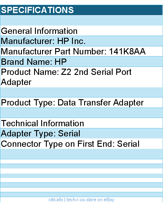 HP 141K8AA Z2 2nd Serial Port Adapter - Data Transfer Adapter