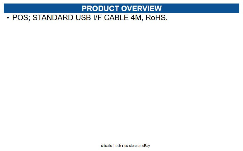 NCR 1432-C083-0040 POS; STANDARD USB I/F CABLE 4M, RoHS