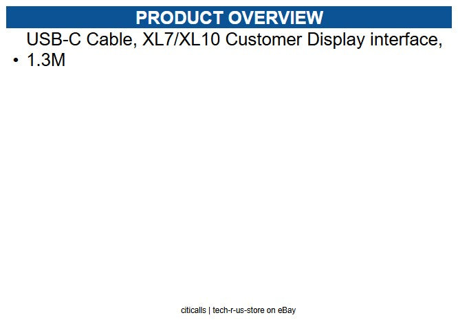 NCR 1432-C849-0013 USB-C Cable, XL7/XL10 Customer Display interface, 1.3M