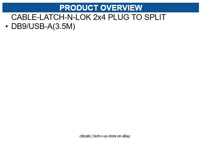 NCR 1432-C956-0035 CABLE-LATCH-N-LOK 2x4 PLUG TO SPLIT DB9/USB-A(3.5M)