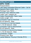 C2G 15206 14ft Cat5e Ethernet Cable - Snagless Unshielded (UTP) - Blue