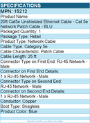 C2G 15212 25ft Cat5e Ethernet Cable - Snagless Unshielded (UTP) - Blue