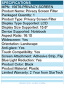 StarTech 156T6-PRIVACY-SCREEN 15.6-inch 16:10 Flip-Up Privacy Screen with Touch