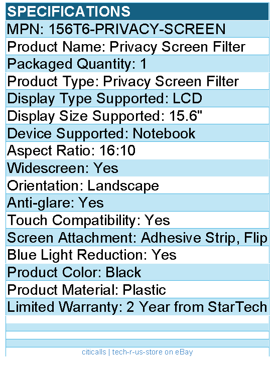 StarTech 156T6-PRIVACY-SCREEN 15.6-inch 16:10 Flip-Up Privacy Screen with Touch