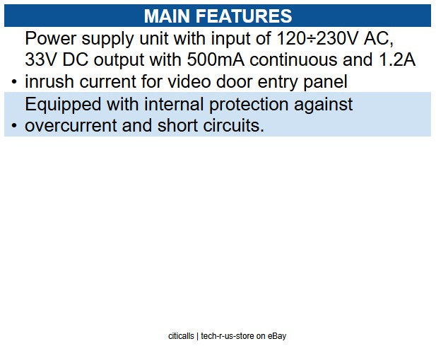 Comelit 1595 33VDC Power Supply Unit for Ikall Entrance Panel