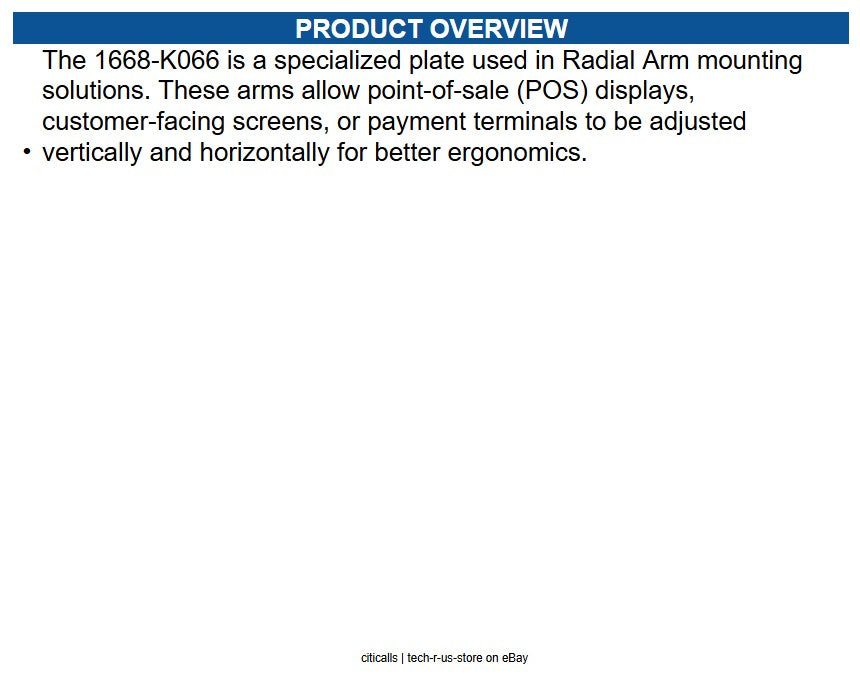 NCR 1668-K066 Radial Arm Plate
