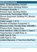 StarTech 167BUSBCMULTIPORT USB-C Multiport Adapter - Docking Station
