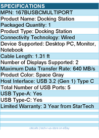 StarTech 167BUSBCMULTIPORT USB-C Multiport Adapter - Docking Station