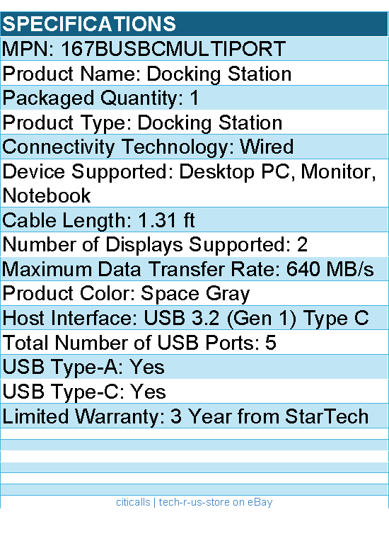 StarTech 167BUSBCMULTIPORT USB-C Multiport Adapter - Docking Station