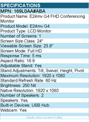 HP 169L0AA#ABA E24mv G4 24" Class Webcam Full HD LCD Monitor - 16:9