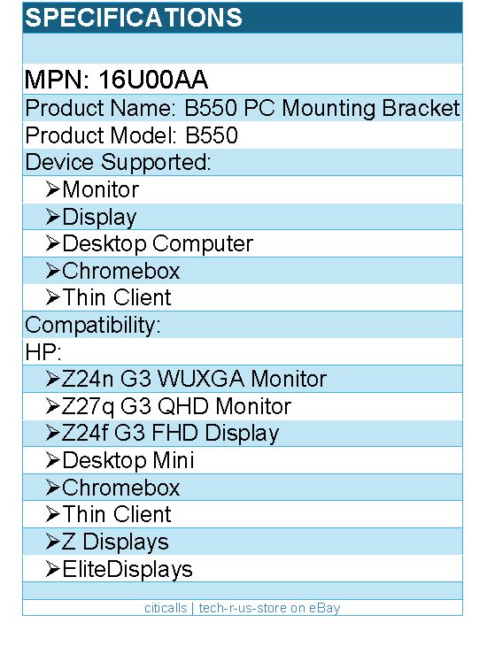 HP 16U00AA B550 Mounting Bracket for Monitor, Display, Desktop Computer
