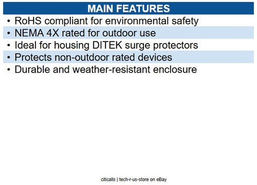 Ditek 171-091 ENCLOSURE RoHS, NEMA 4X, 7 X 4 X 4 (TSS3)