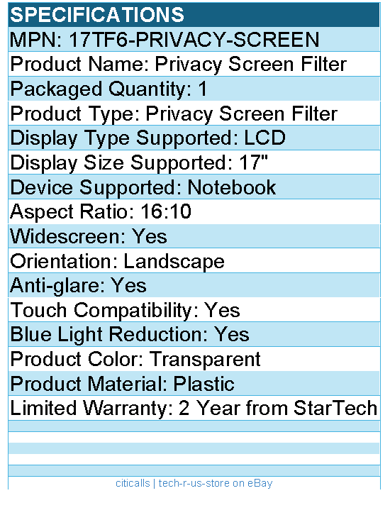 StarTech 17TF6-PRIVACY-SCREEN 17-inch 16:10 Flip-Up Privacy Screen with Touch