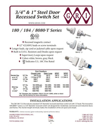 GRI 184-12-G 10 PACK Steel Door Recessed Switch Set, 1/2" Gap Closed Loop, Gray