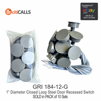 GRI 184-12-G 10 PACK Steel Door Recessed Switch Set, 1/2" Gap Closed Loop, Gray