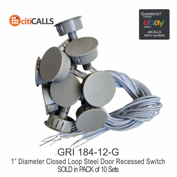 GRI 184-12-G 10 PACK Steel Door Recessed Switch Set, 1/2" Gap Closed Loop, Gray