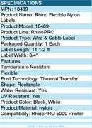 Dymo 18489 Rhino Flexible Nylon Labels - 3/4"" Width x 11 1/2 ft Length