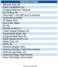 Honeywell 1960GHD-2-N Xenon Ultra 1960G Corded Handheld Barcode Scanner Cable