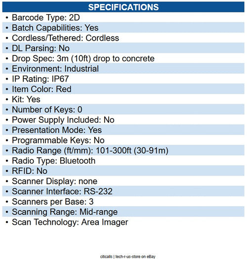 Honeywell 1991IXR-3SER-5-N Granit 1991iXR Scanner FlexRange, Serial, USB, KBW