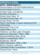HP 1B065AA#AC3 E14 G4 14" Class Full HD LCD Portable Monitor - 16:9 - Silver