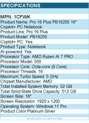 Dell 1CFWK Pro 16 Plus PB16255 16" Copilot+ PC Notebook - Full HD Plus