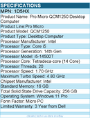 Dell 1D5HX Pro Micro QCM1250 Desktop Computer - Intel Core i5 14th Gen