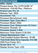 Dell 1K04G Pro 14 PC14250 14" Notebook - Full HD Plus - Platinum