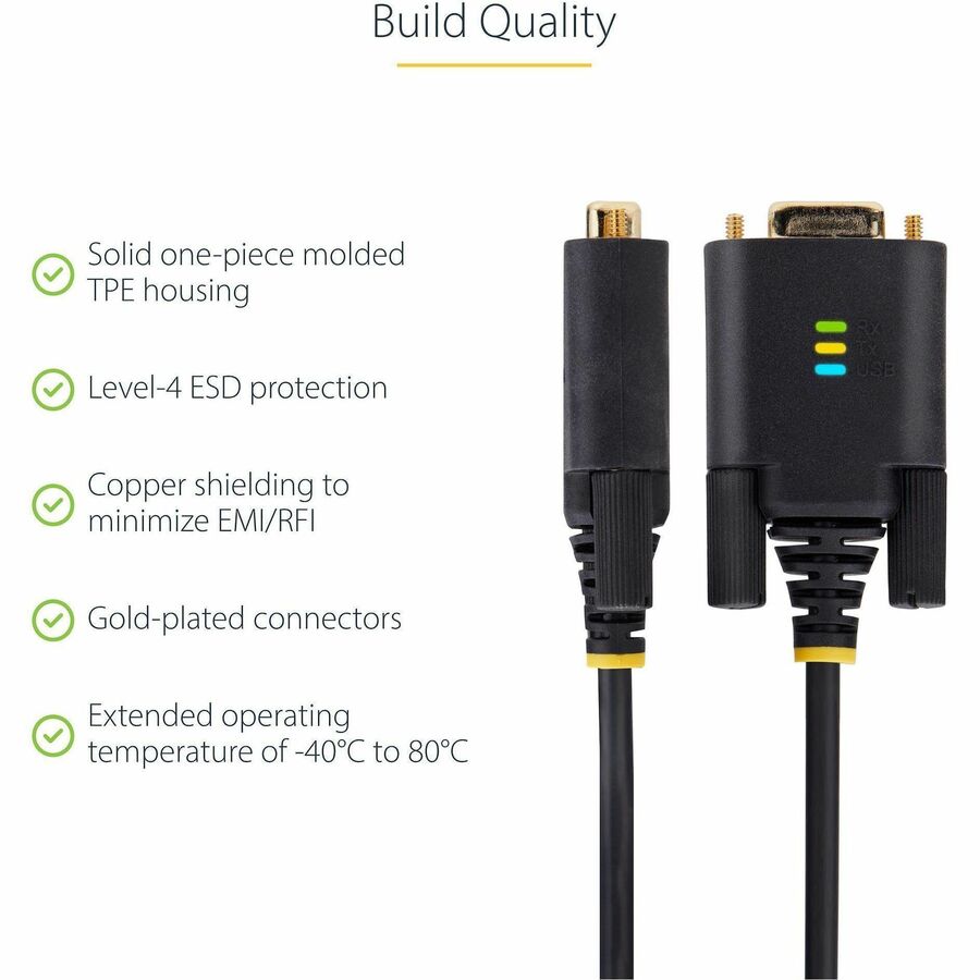 StarTech 1P3FFCBUSBSERIAL 3ft (1m) USB to Serial Adapter Cable, COM Retention