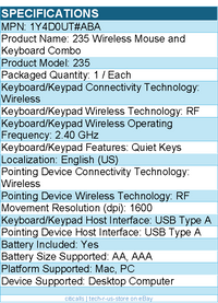 HP 1Y4D0UT#ABA 235 Wireless Mouse and Keyboard Combo