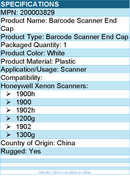 Honeywell 200003829 Barcode Scanner End Cap - Plastic - White