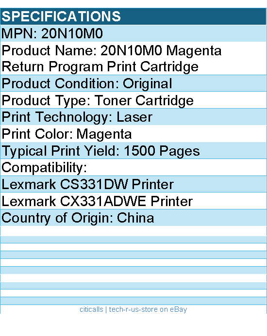 Lexmark 20N10M0 Original Laser Toner Cartridge - Magenta