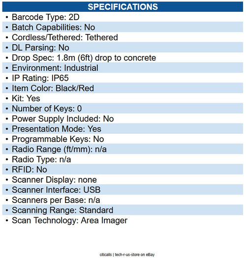 Honeywell 2100ISR-3USBN Granit Ultra 2100iSR Scanner [Standard Range, USB]