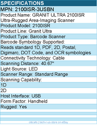 Honeywell 2100ISR-3USBN GRANIT ULTRA Ultra-Rugged Area-Imaging Scanner