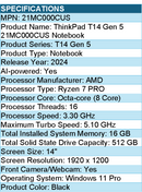 Lenovo 21MC000CUS ThinkPad T14 Gen 5 - 14" Notebook - AMD Ryzen 7 PRO - Black