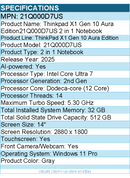 Lenovo 21Q000D7US ThinkPad X1 Gen 10 - 14" Touchscreen - 2 in 1 Notebook