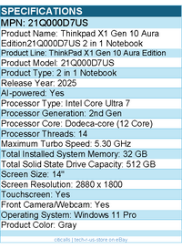 Lenovo 21Q000D7US ThinkPad X1 Gen 10 - 14" Touchscreen - 2 in 1 Notebook