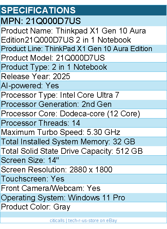 Lenovo 21Q000D7US ThinkPad X1 Gen 10 - 14" Touchscreen - 2 in 1 Notebook