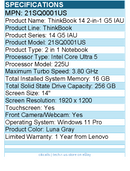 Lenovo 21SQ0001US  ThinkBook 14 G5 IAU - 14" Touchscreen - 2 in 1 Notebook