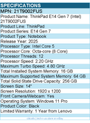 Lenovo 21T9002FUS ThinkPad E14 Gen 7 - 14" Notebook - Black