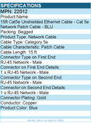 C2G 22012 15ft Cat5e Ethernet Cable - Snagless Unshielded (UTP) - Blue