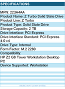 HP 223A4AA Z Turbo 2 TB Solid State Drive - M.2 2280 Internal - PCI Express