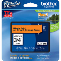 Brother TZE-B41 TZEB41 Black on Fluorescent Orange Tape 0.75" x 16.4FT P-Touch