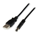 StarTech USB2TYPEN1M 1m USB to Type N OD 5.5 ID: 2.5 Barrel 5V DC Power Cable