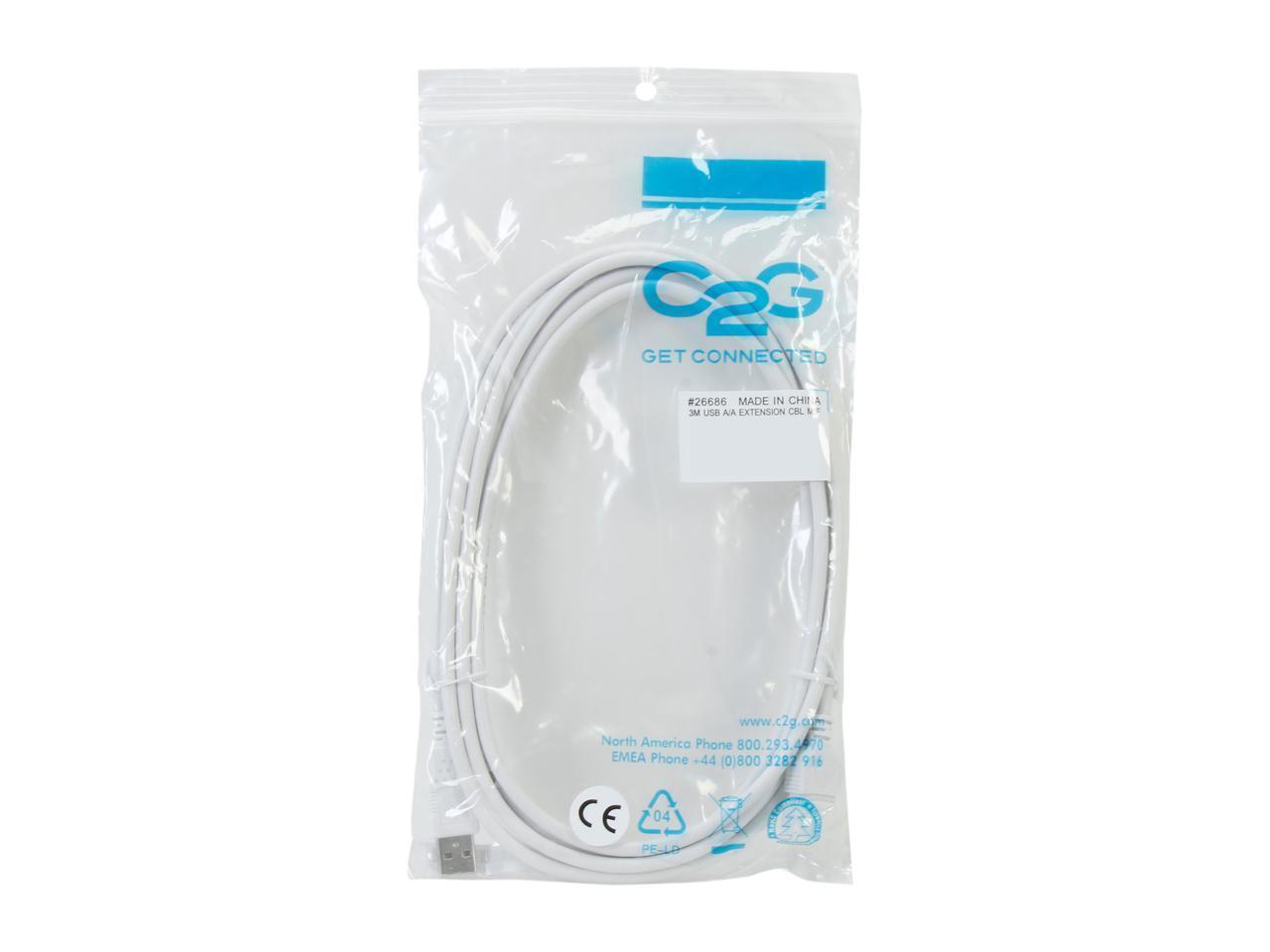 C2G 26686 USB Extension Cable Type A Male Type A Female 3 Meters (72") White