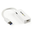 StarTech USB31000SPTW USB 3.0 to Gigabit Ethernet Adapter NIC w/ USB Port- White