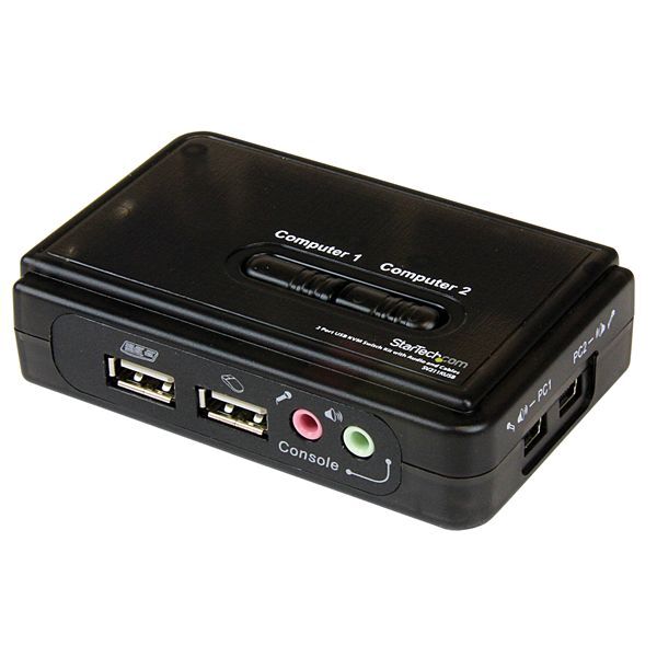 StarTech SV211KUSB 2 Port Black USB KVM Switch Kit with Audio and Cables